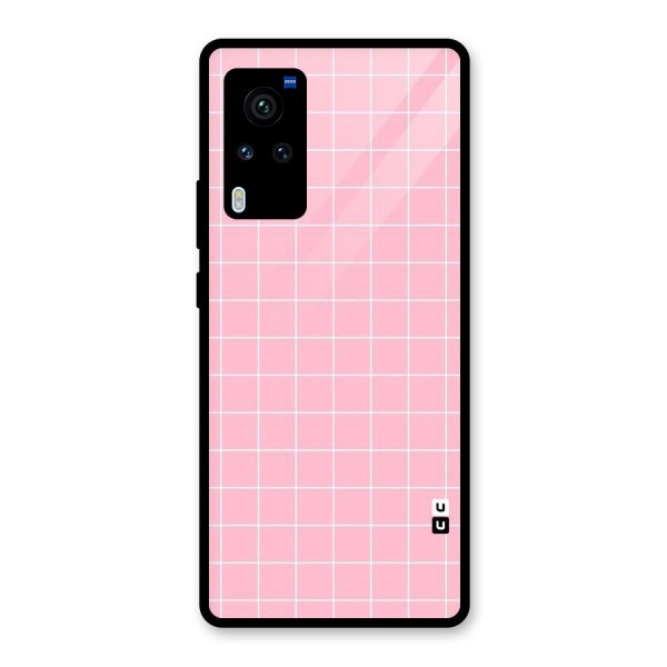 Pink Checks Glass Back Case for Vivo X60 Pro