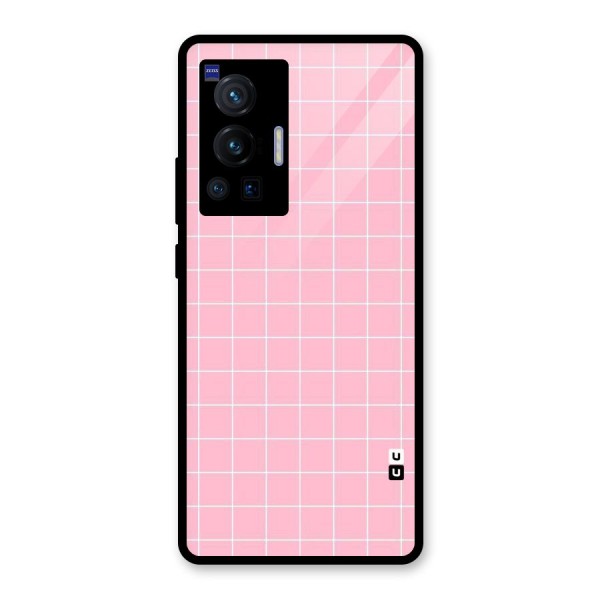 Pink Checks Glass Back Case for Vivo X70 Pro