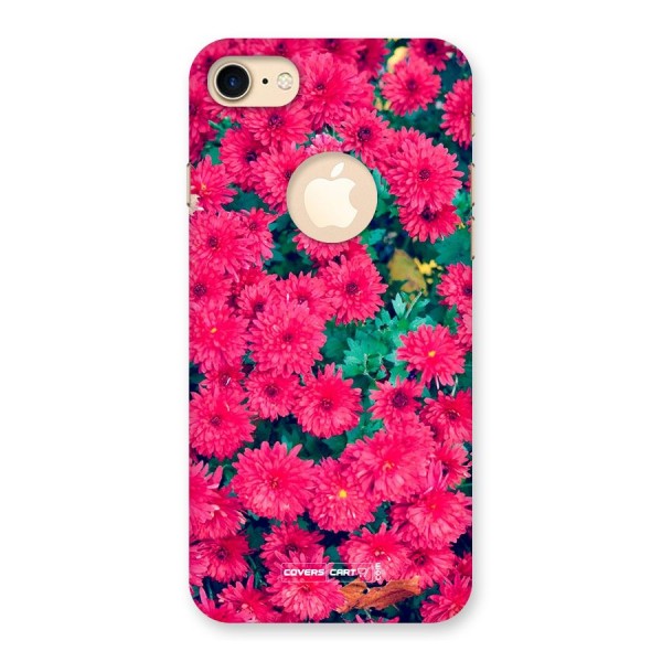 Pink Flowers Back Case for iPhone 8 Logo Cut