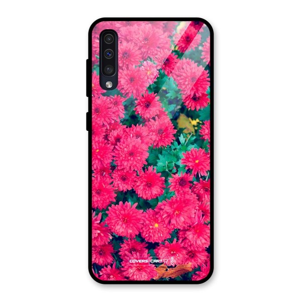 Pink Flowers Glass Back Case for Galaxy A50s