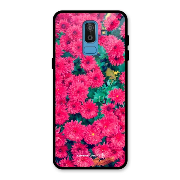 Pink Flowers Glass Back Case for Galaxy J8