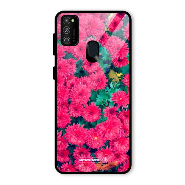 Pink Flowers Glass Back Case for Galaxy M21