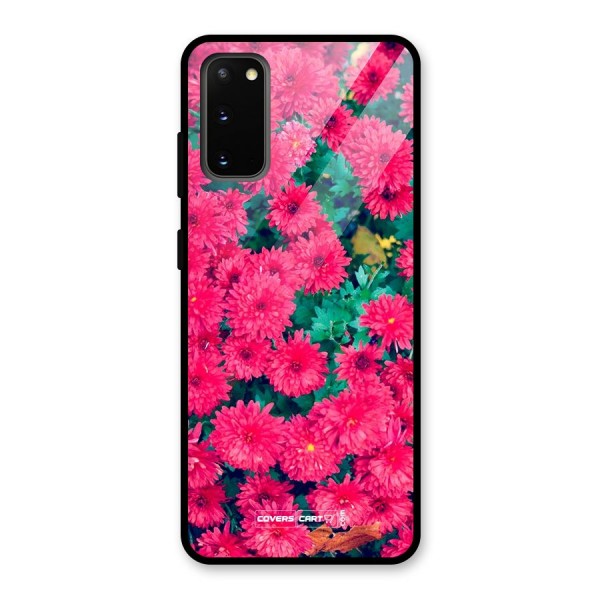 Pink Flowers Glass Back Case for Galaxy S20