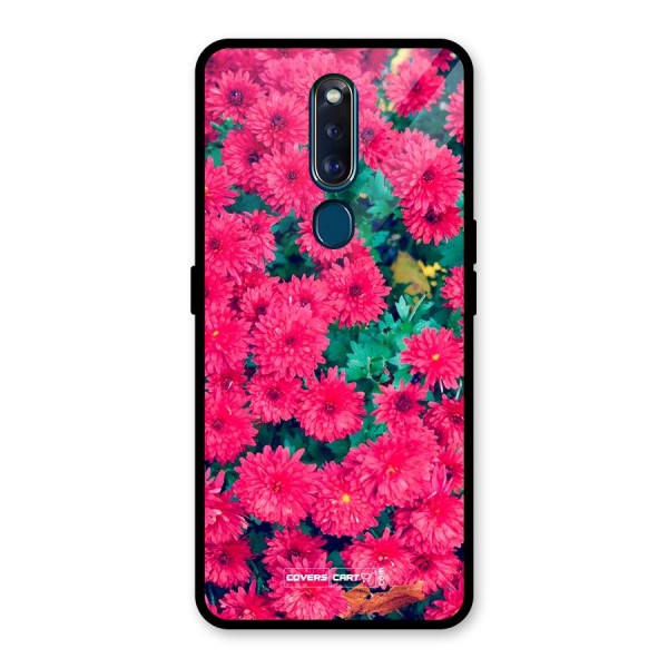 Pink Flowers Glass Back Case for Oppo F11 Pro