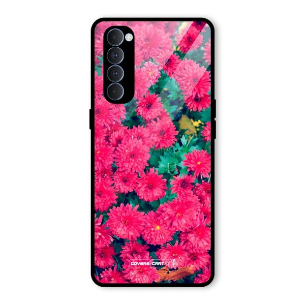 Pink Flowers Glass Back Case for Oppo Reno4 Pro