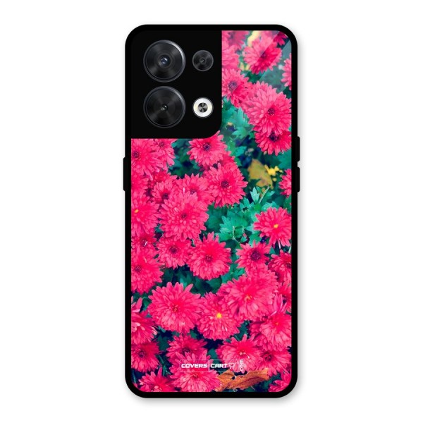 Pink Flowers Glass Back Case for Oppo Reno8 5G