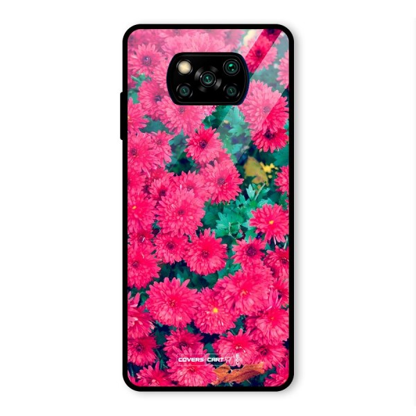 Pink Flowers Glass Back Case for Poco X3 Pro