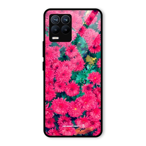 Pink Flowers Glass Back Case for Realme 8 Pro