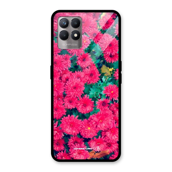 Pink Flowers Glass Back Case for Realme 8i