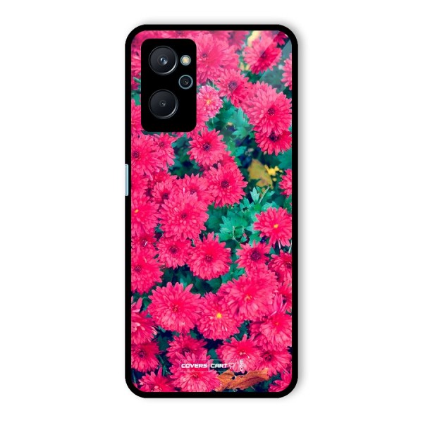 Pink Flowers Glass Back Case for Realme 9i