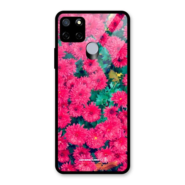 Pink Flowers Glass Back Case for Realme C12