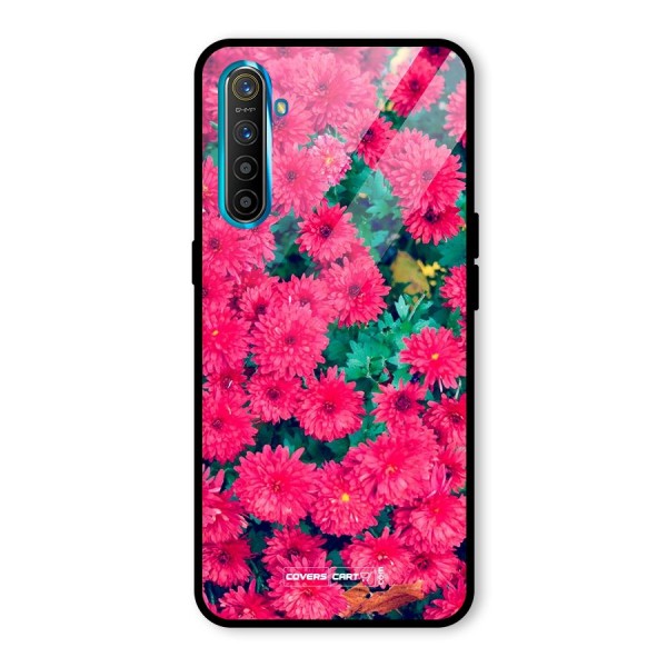 Pink Flowers Glass Back Case for Realme XT