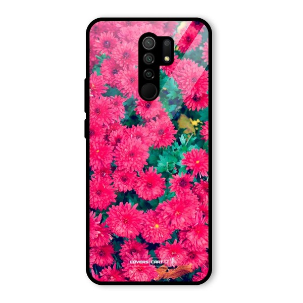 Pink Flowers Glass Back Case for Redmi 9 Prime