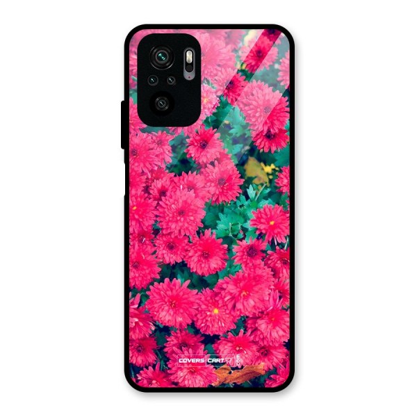 Pink Flowers Glass Back Case for Redmi Note 10