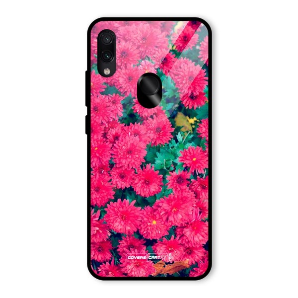 Pink Flowers Glass Back Case for Redmi Note 7