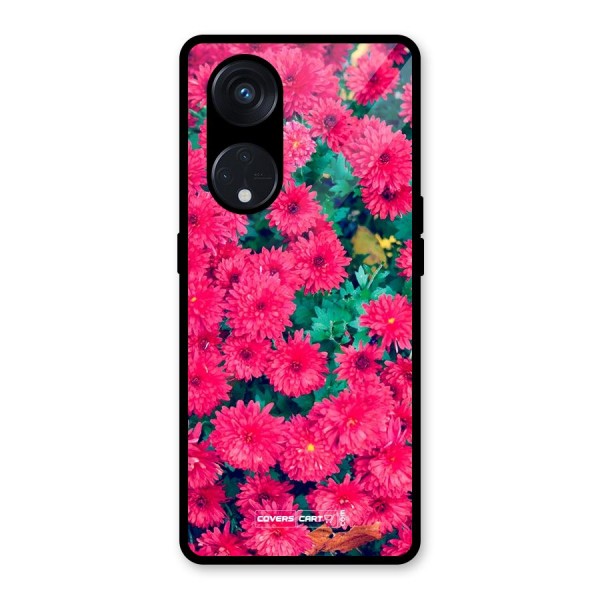 Pink Flowers Glass Back Case for Reno8 T 5G