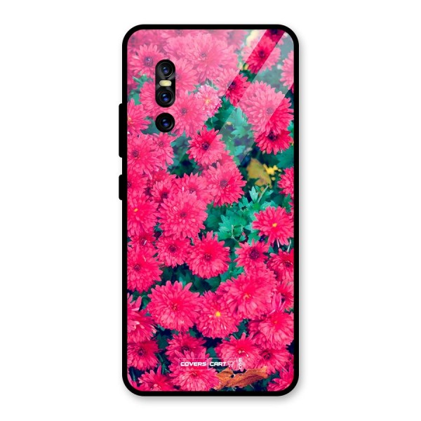 Pink Flowers Glass Back Case for Vivo V15 Pro