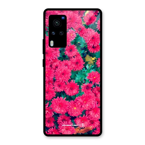 Pink Flowers Glass Back Case for Vivo X60 Pro