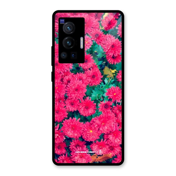 Pink Flowers Glass Back Case for Vivo X70 Pro