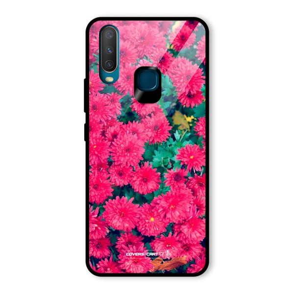 Pink Flowers Glass Back Case for Vivo Y12