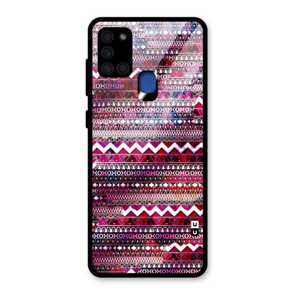 Pink Indie Pattern Glass Back Case for Galaxy A21s