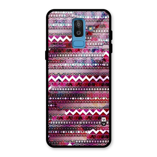 Pink Indie Pattern Glass Back Case for Galaxy J8