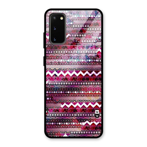 Pink Indie Pattern Glass Back Case for Galaxy S20