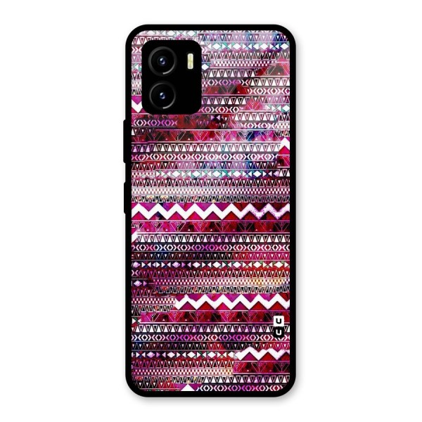 Pink Indie Pattern Glass Back Case for Vivo Y15s