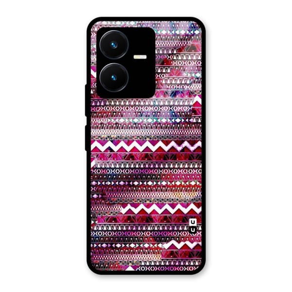 Pink Indie Pattern Glass Back Case for Vivo Y22