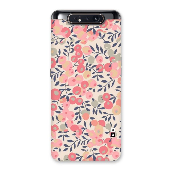 Pink Leaf Pattern Back Case for Galaxy A80