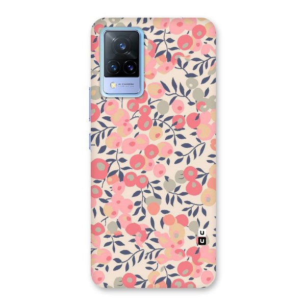 Pink Leaf Pattern Back Case for Vivo V21 5G