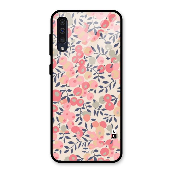 Pink Leaf Pattern Glass Back Case for Galaxy A50s