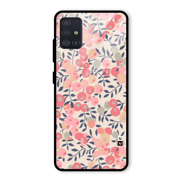 Pink Leaf Pattern Glass Back Case for Galaxy A51