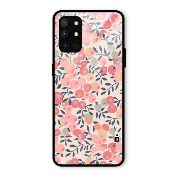 Pink Leaf Pattern Glass Back Case for OnePlus 9R