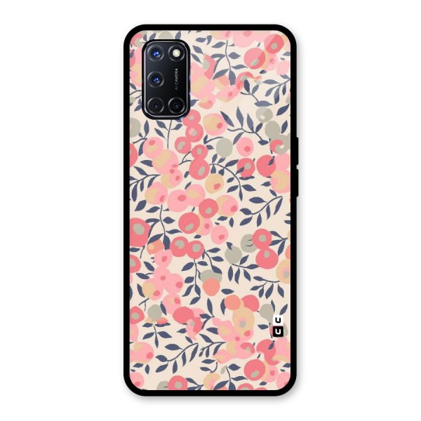 Pink Leaf Pattern Glass Back Case for Oppo A52