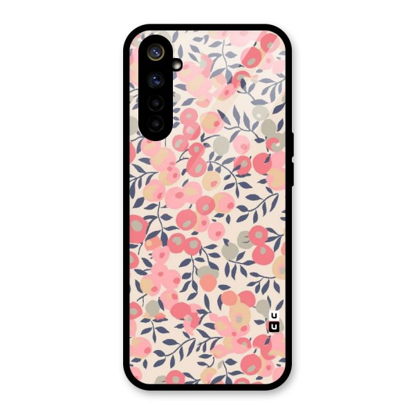 Pink Leaf Pattern Glass Back Case for Realme 6