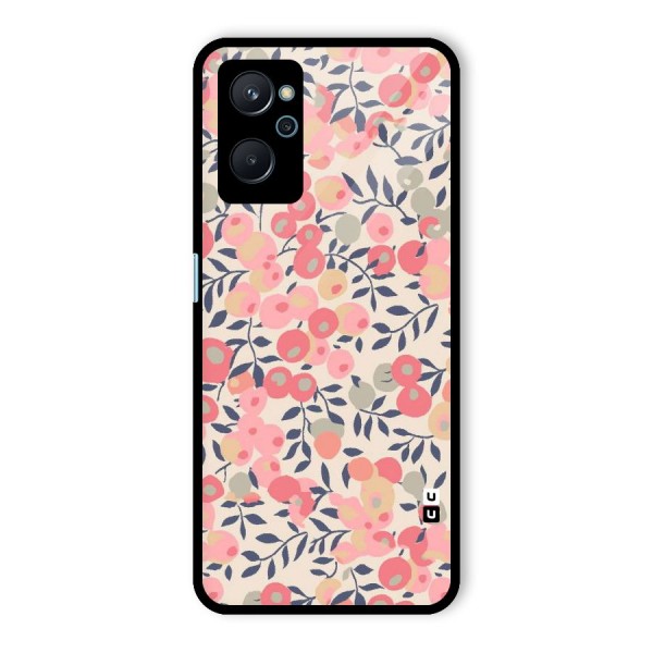 Pink Leaf Pattern Glass Back Case for Realme 9i