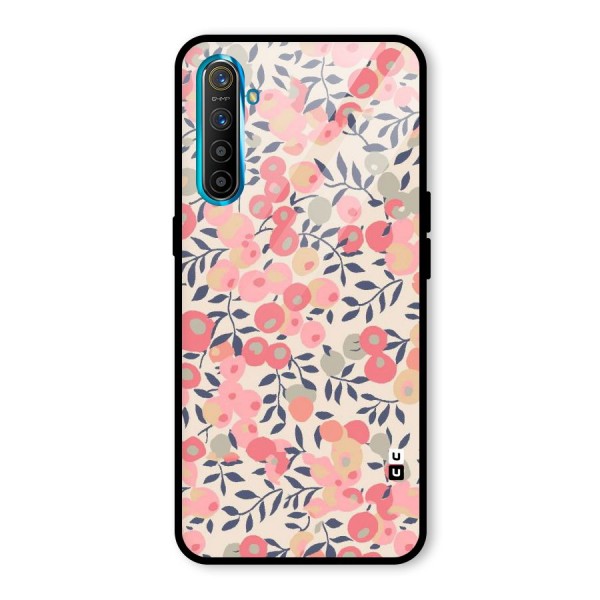 Pink Leaf Pattern Glass Back Case for Realme XT