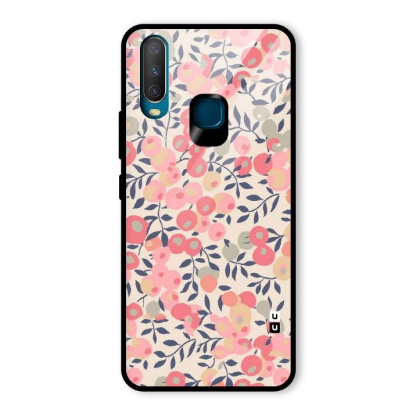 Pink Leaf Pattern Glass Back Case for Vivo Y15