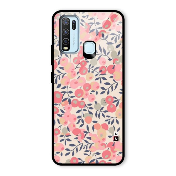 Pink Leaf Pattern Glass Back Case for Vivo Y50