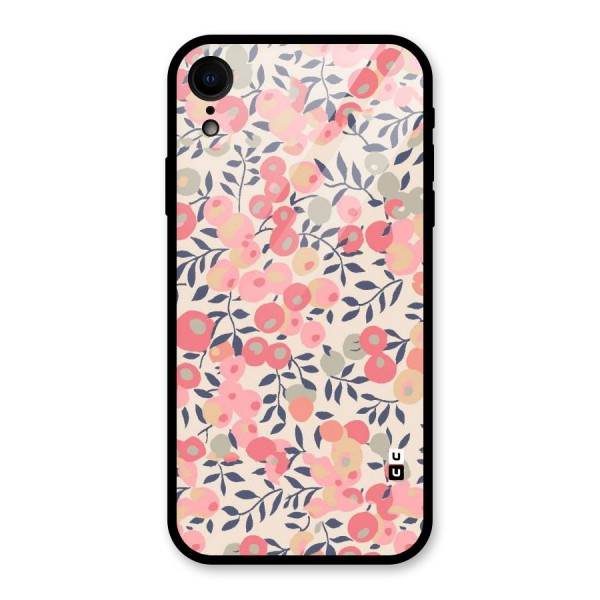 Pink Leaf Pattern Glass Back Case for XR