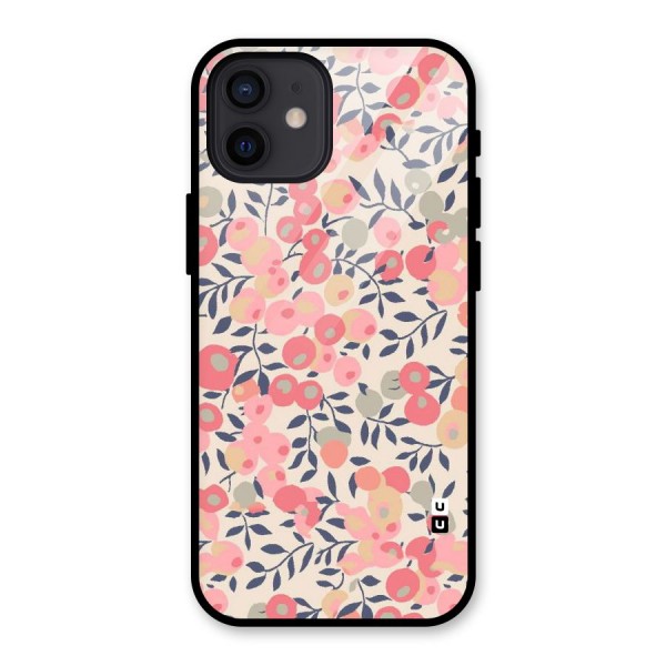 Pink Leaf Pattern Glass Back Case for iPhone 12