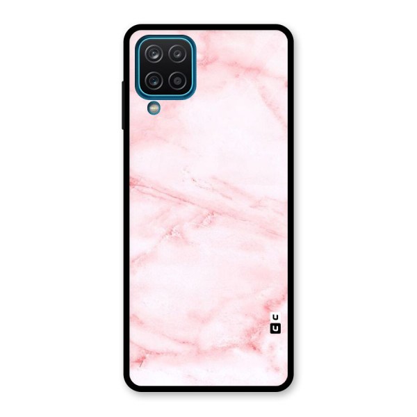 Pink Marble Print Glass Back Case for Galaxy A12