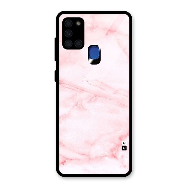 Pink Marble Print Glass Back Case for Galaxy A21s