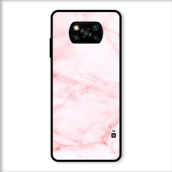 Pink Marble Print Glass Back Case for Poco X3