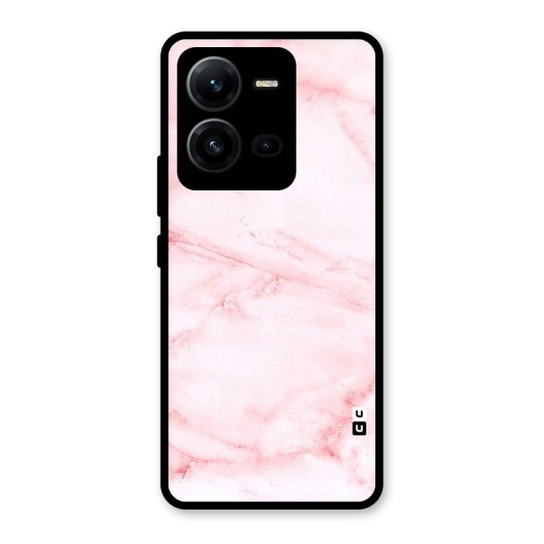 Pink Marble Print Glass Back Case for Vivo V25