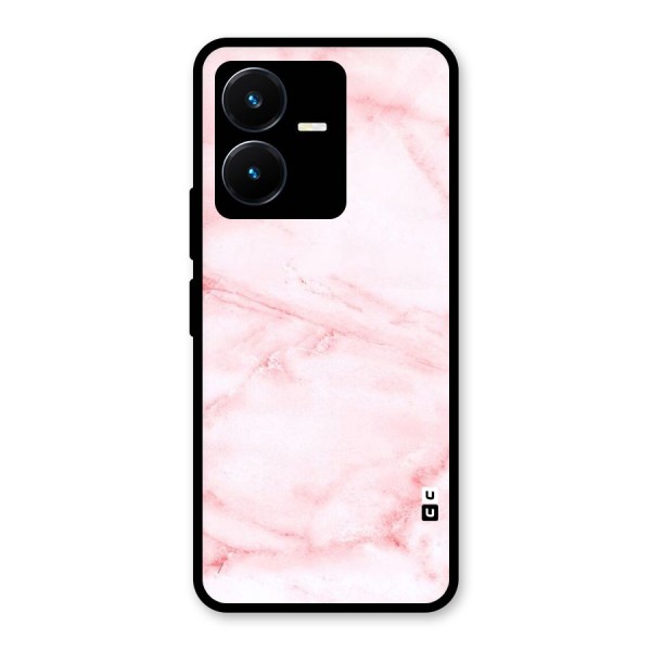 Pink Marble Print Glass Back Case for Vivo Y22