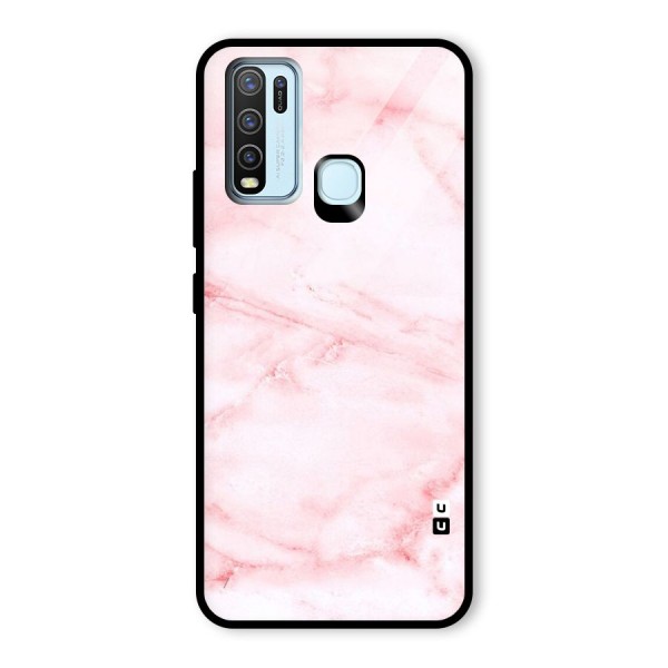 Pink Marble Print Glass Back Case for Vivo Y30