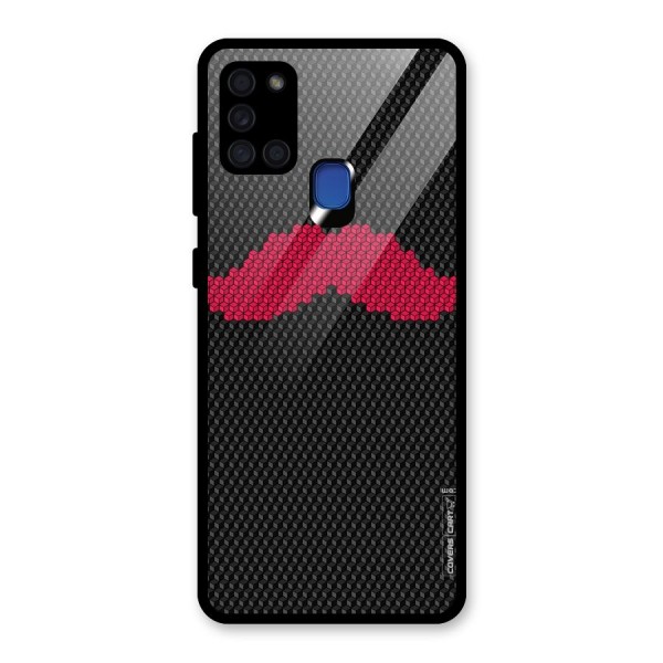 Pink Moustache Glass Back Case for Galaxy A21s