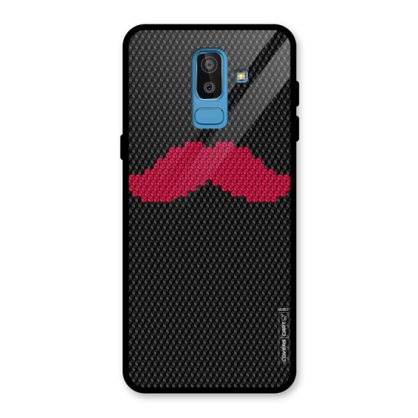 Pink Moustache Glass Back Case for Galaxy J8